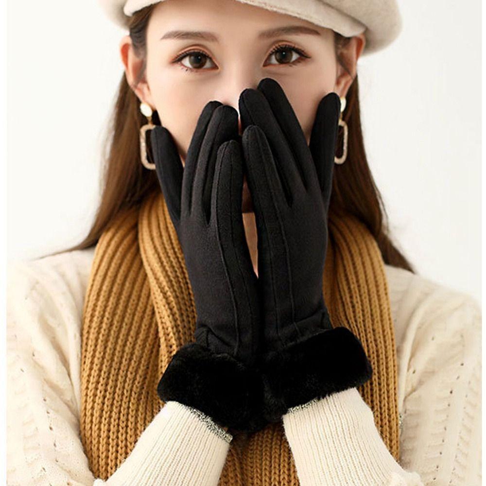 Soft Winter Gloves Velvet Women Mittens All-Match Plush Gloves  Outdoor