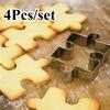 4pcs 3D Cookie Puzzle Shape Stainless Steel Cookie Cutter DIY Biscuit Dessert Bakeware Cake Fondant Mold Tool Wedding Decorating