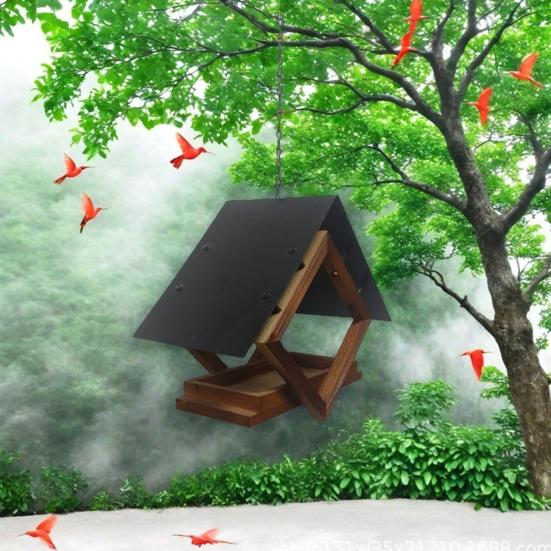 Кормушки для птиц уличные подвесные деревянные кормушки для птиц с атмосферостойкой металлической крышей