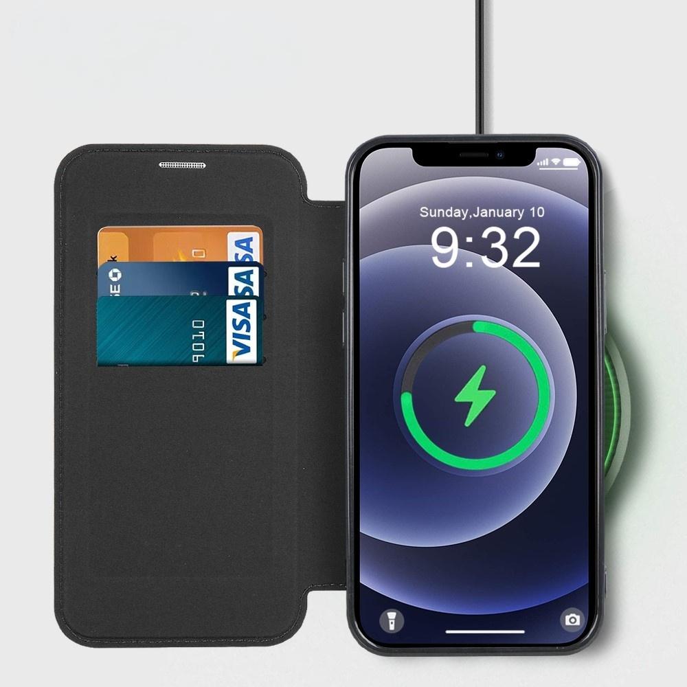 iPhone 12 Flip Case, RFID Wallet MagSafe with Camera Protection, Black