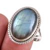 Кольцо из стерлингового серебра 925 пробы с натуральным лабрадоритом S.9.5 r4v84
