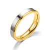 1pc Fashion New High-end Double Step Mirrored Intermediate Golden Stainless Steel Ring For Couples