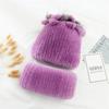 Knitted Women Warm Rex Rabbit Fur Hat Scarf Sets Winter Natural Rex Rabbit Fur Cap Scarves Russia Lady Fur Hats Muffler 2 Pieces
