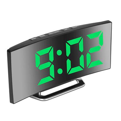 LED Alarm Clock 7'' Mirror Electronic Clock Large Scree Curved Digital Alarm Clock with 5-Min Snooze for Home Bedroom Office2