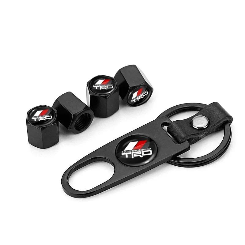 Car Badge Keychain Keyring with Tire Valve Cap Car Accessories for Toyota TRD Chr Avensis Yaris Logo RAV4 Levin Reiz Corolla