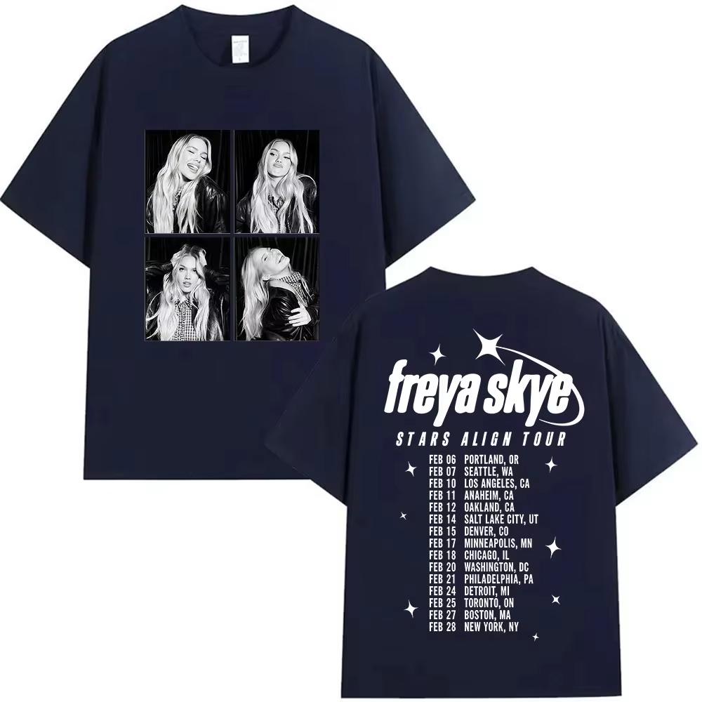 Singer Freya Skye cotton Unisexs Shirt Summer Stars Align Tour Album Graphics Womens Yk Hip Hop Streetwear Tshirt