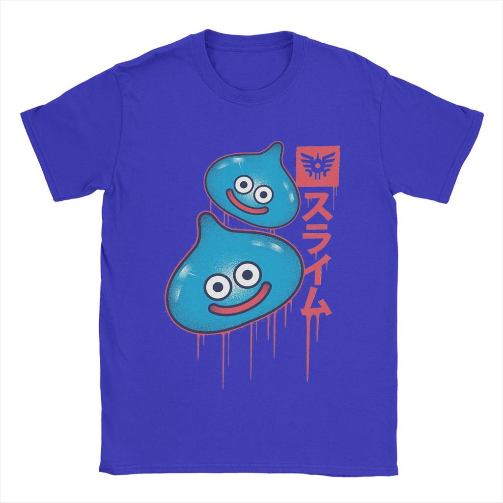 Dragon Quest Slime T-Shirts for Men Funny 100% Cotton Tee Shirt Round Neck Short Sleeve T Shirts Plus Size Clothes