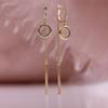 Geometric Tassel Pendant Earrings Long Hollow Circle Zircon Earrings Women Party Daily Fashion Jewelry