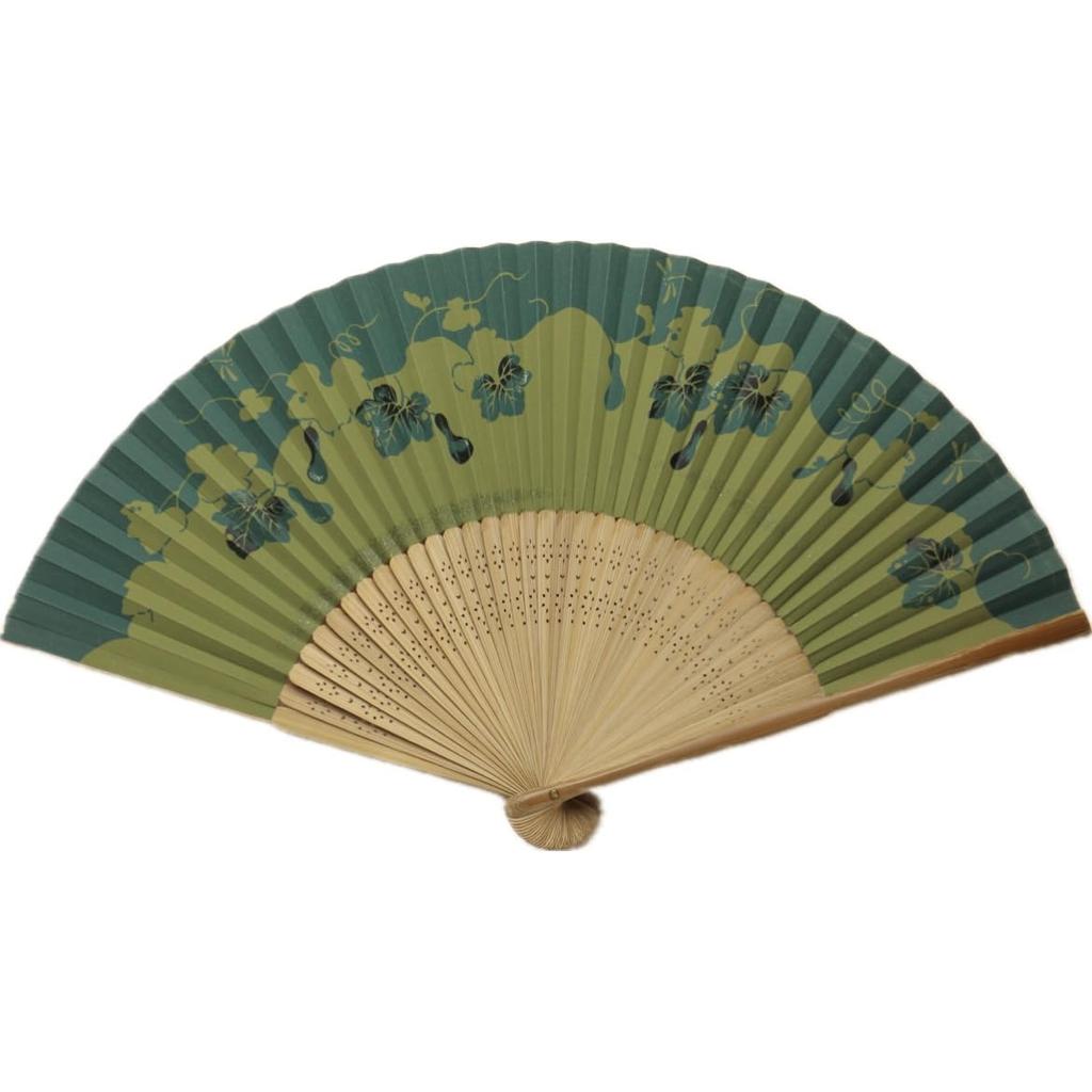 Deep Blue Gourd Kyoto Fan Kyoto Fan Craftsmanship Japanese Accessories Gift for Personal Use Gift Men's
