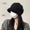 Black Bucket Hat Women's Autumn and Winter New Big Head Circumference Plain Face Pile Cold Hat Show Small Senior Sense