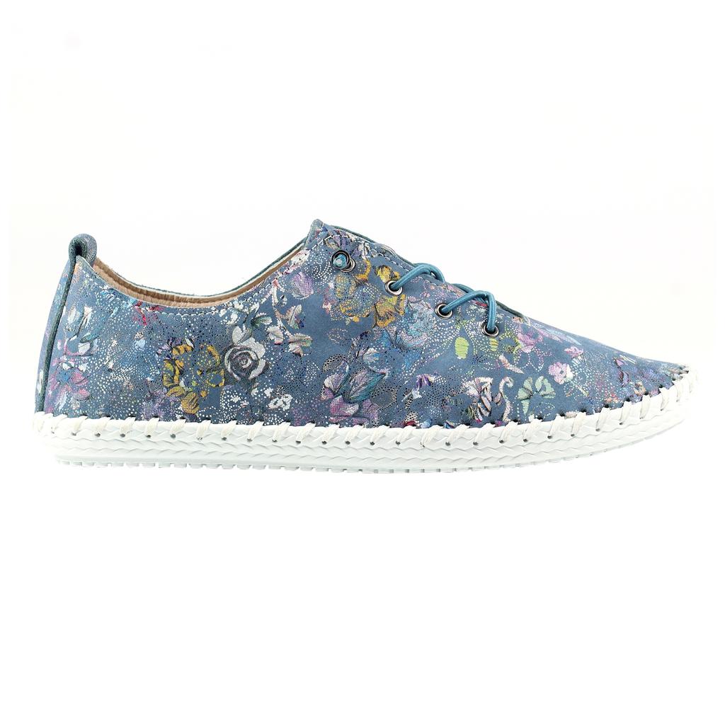 Lunar Womens/Ladies Exbury Floral Leather Plimsolls