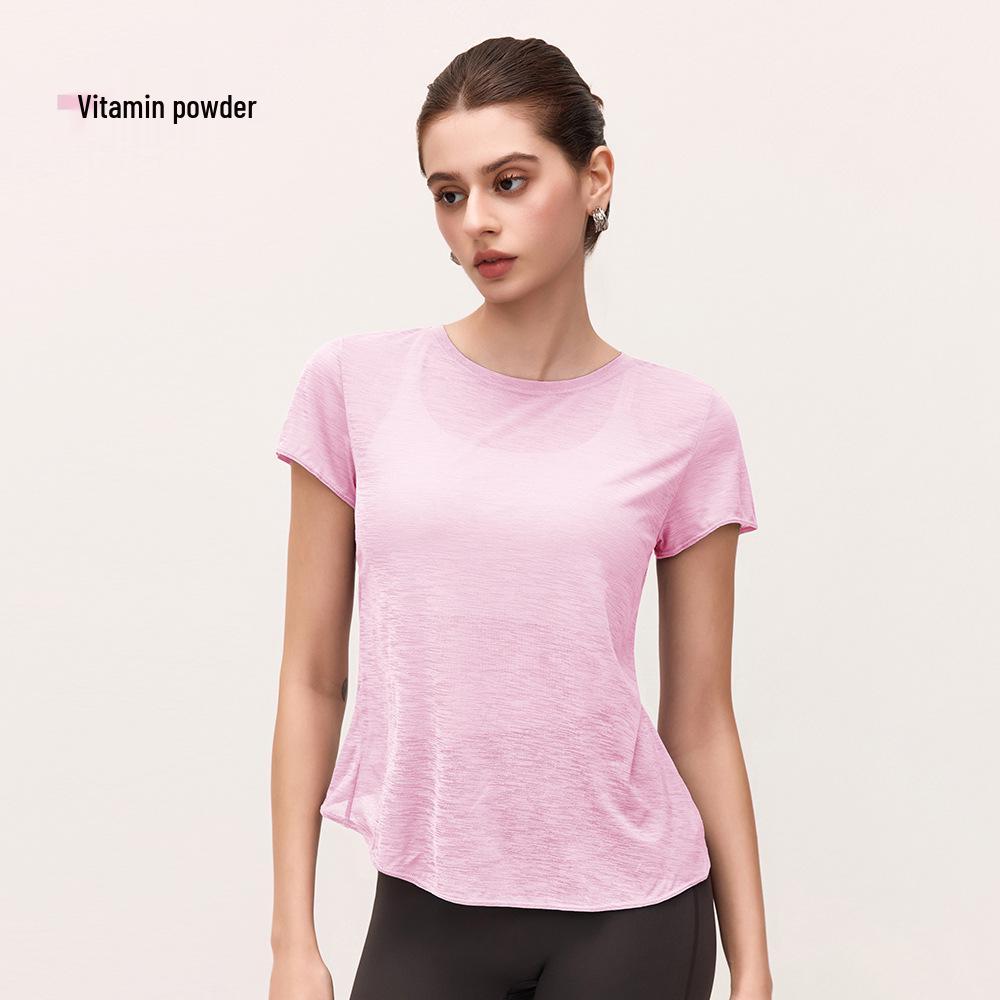Women's Bamboo Yarn Yoga T-Shirt with Water Drop Back Design - Summer Pilates Fitness Wear
