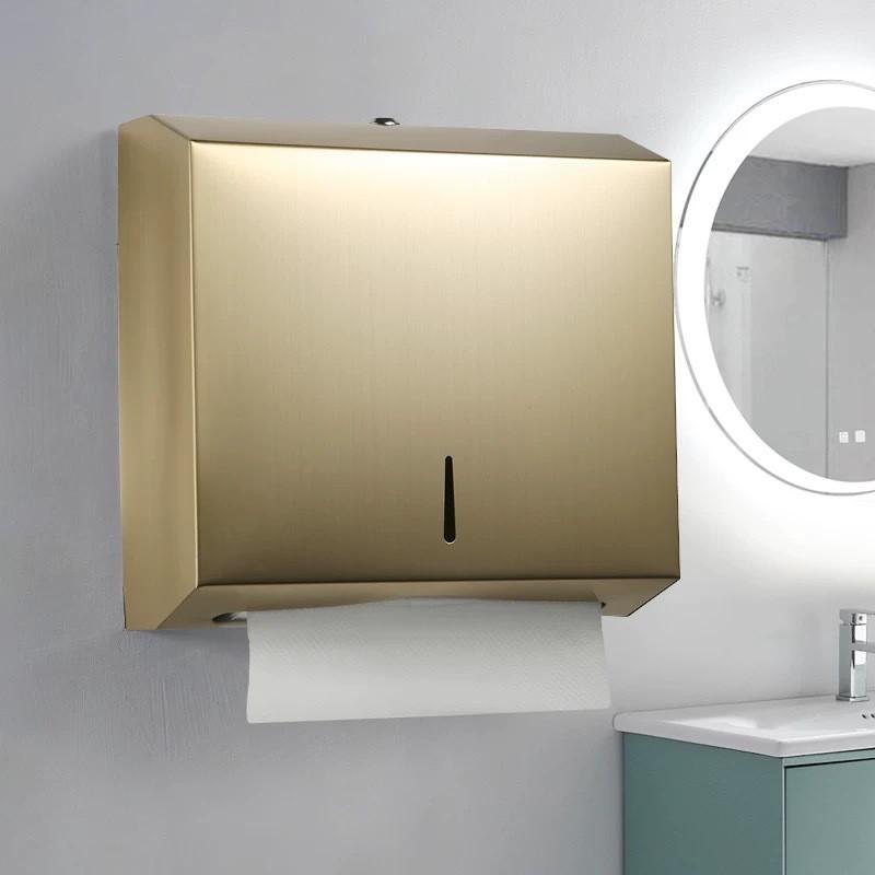 Stainless Steel Wall-Mounted Hand Towel Dispenser Bathroom Kitchen Commercial Use No Drill Installation