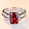 1Pc Silvery Color Women Rectangle Cut Red Stone CZ Crystal Claw Ring Princess Jewelry Gift