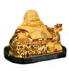Buddha Statue, Hotei, One of the Seven Lucky Gods, Gold Figurine, Protects Against Evil, Brings Fortune, Good Fortune, Feng Shui Item, Entryway