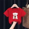 Cartoon Little White Bear Printed Round Neck T-shirt Short Sleeve Casual Boys and Girls New Trend Children's Clothing Top