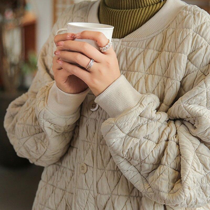 Johnature женские стеганые пальто с длинными рукавами, свободные однотонные повседневные одежды, зимнее удобное пальто из смесового хлопка