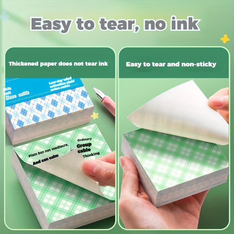 Box of 200 Thick Sticky Notes with Plaid Tribal Design, 6 Series Colors Ideal for Marking Errors Indexing and Note-Taking for School and Office Use