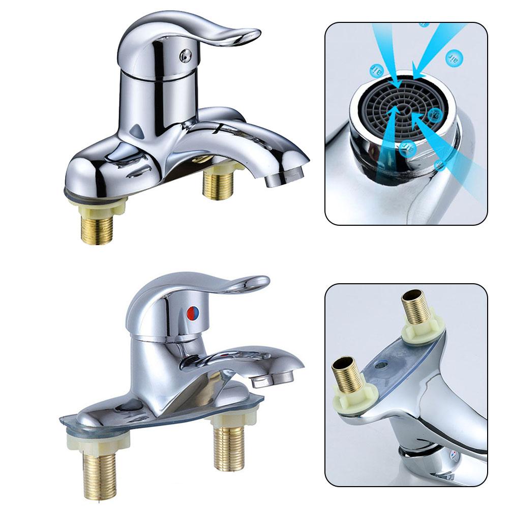 Bathroom Faucet Basin Sink Faucet Hot And Cold Water Mixer Tap Zinc Alloy Deck Mounted Double Hole Mixing Valve Bathroom Tap