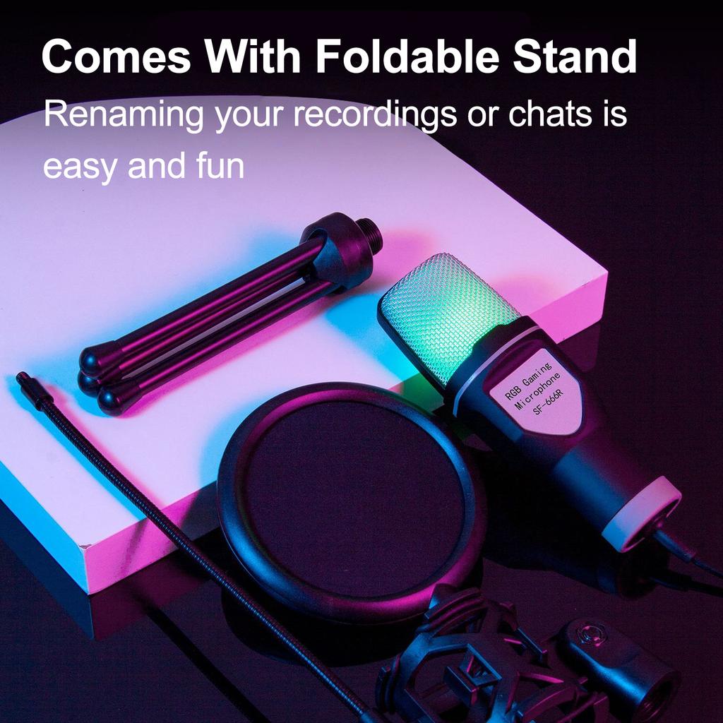 Классический микрофон-конденсатор для интернет-трансляций, светящийся семицветный RGB, противоударный, USB-микрофон для компьютерных видеоигр
