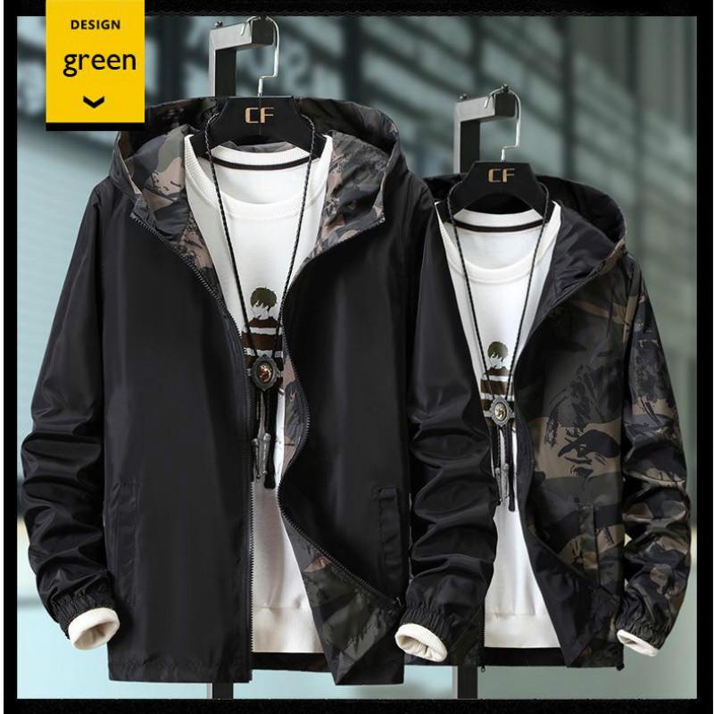 Плюс размер, осенняя двусторонняя камуфляжная одежда, куртка, мужская модная куртка, верхняя одежда, мужская ветровка