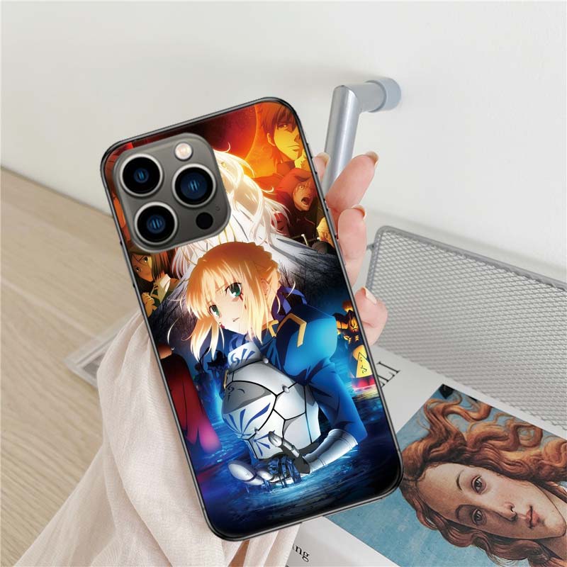 Bilibili F-Fate Stay Night Чехол для телефона Для Iphone 17 Air 16 15 Pro Max 14 Plus 16E Coque 13 Pro 12 Mini 11 Прозрачный Чехол Силиконовый C