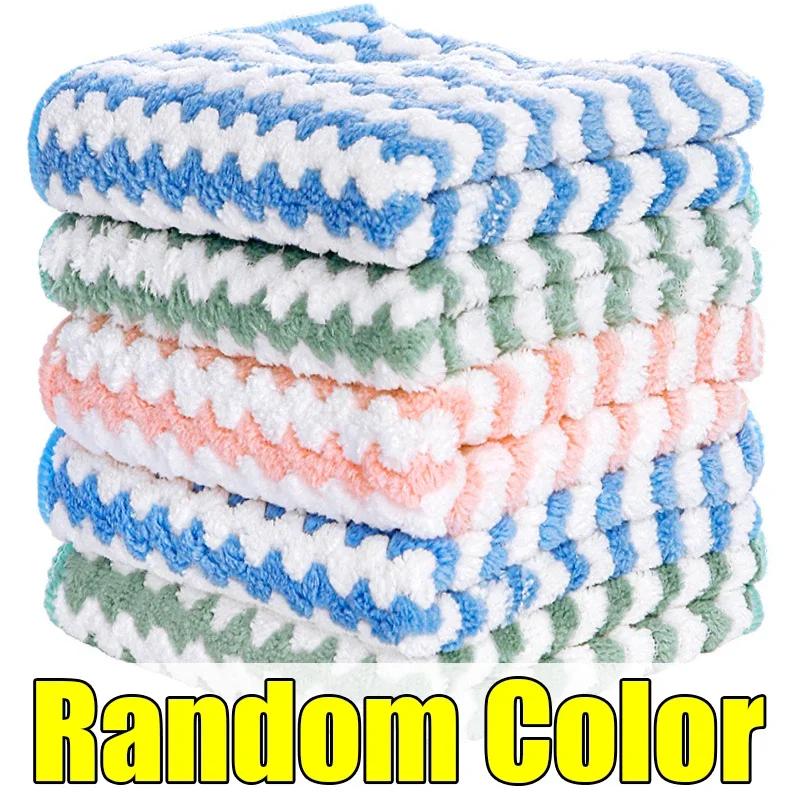 10/1PCS Microfiber Coral Fleece Cleaning Cloths Kitchen Washing Cloth Dishcloths Scouring Pads Dish Rags Windows Wipes Towels