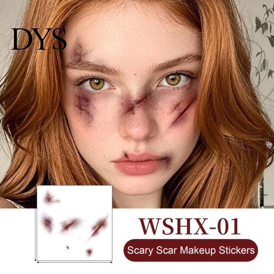 Sensitive Skin Safe Tattoos Halloween Temporary Face Tattoos, Realistic Scary Makeup Stickers, Waterproof Water Transfer Skull Patterns Decals,