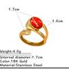 European-American Retro French Natural Stone Stainless Steel Ring Set