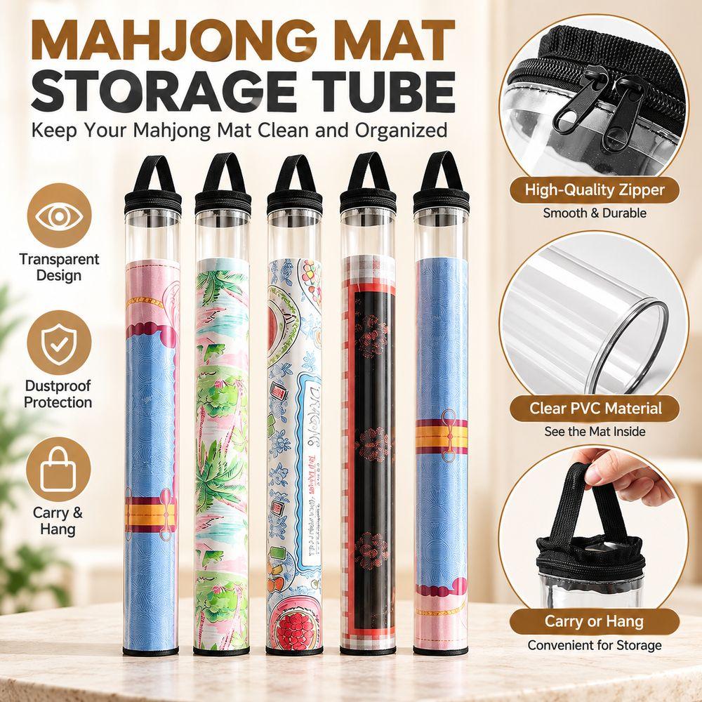 Dustproof Mahjong Roll Storage Bag Transparent Mahjong Mat Storage Tube Game Room Storage