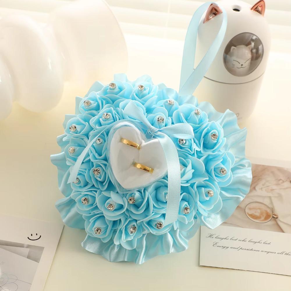 Romantic Wedding Ring Pillow Transparent Box Ring Holder Exquisite Heart Ring Pillow For Wedding