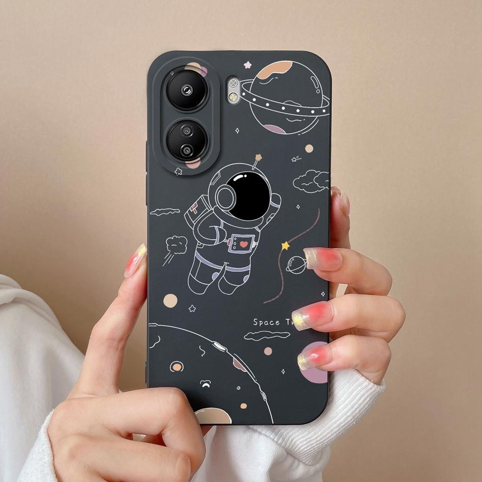 Для Xiaomi Redmi K70 Pro K70E 13C Note 13 Pro + K60 Ultra 13R задняя крышка Роскошный матовый жидкий силикон противоударный защитный бампер для астронавта