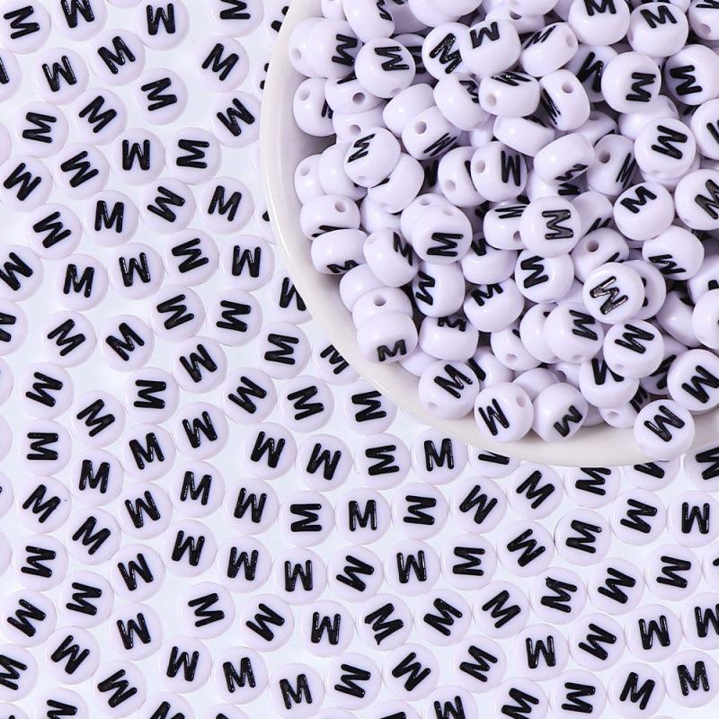 100 шт./пакет DIY Черно-белые английские акриловые бусины-буквы Ручная работа Браслеты Ожерелья Бусины Аксессуары