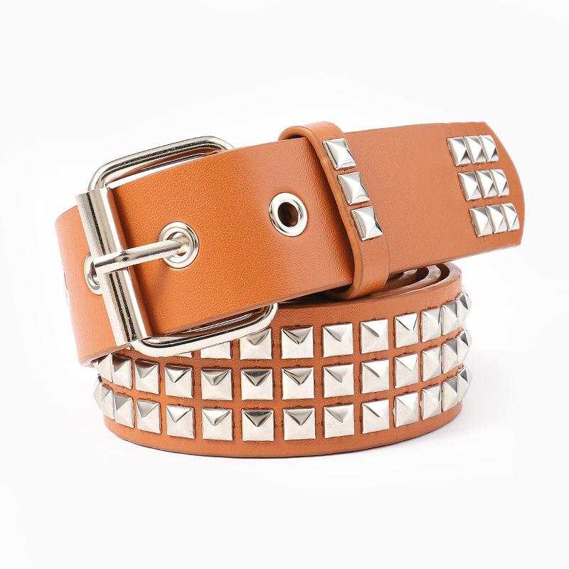 New Punk European and American Pyramid Cyber Subculture Gothic Square Bead Rivet Belt for Women