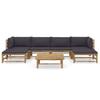 7 Piece Garden Lounge Set with Dark Grey Cushions Bamboo