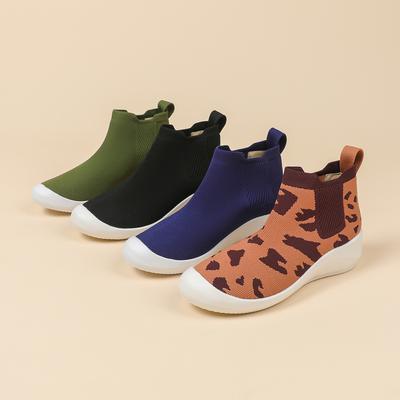 Женские повседневные ботинки на платформе с нескользящей подошвой, дышащие, прогулочные короткие ботинки, удобные, трикотажные, спортивные, рабочие ботинки «Челси»