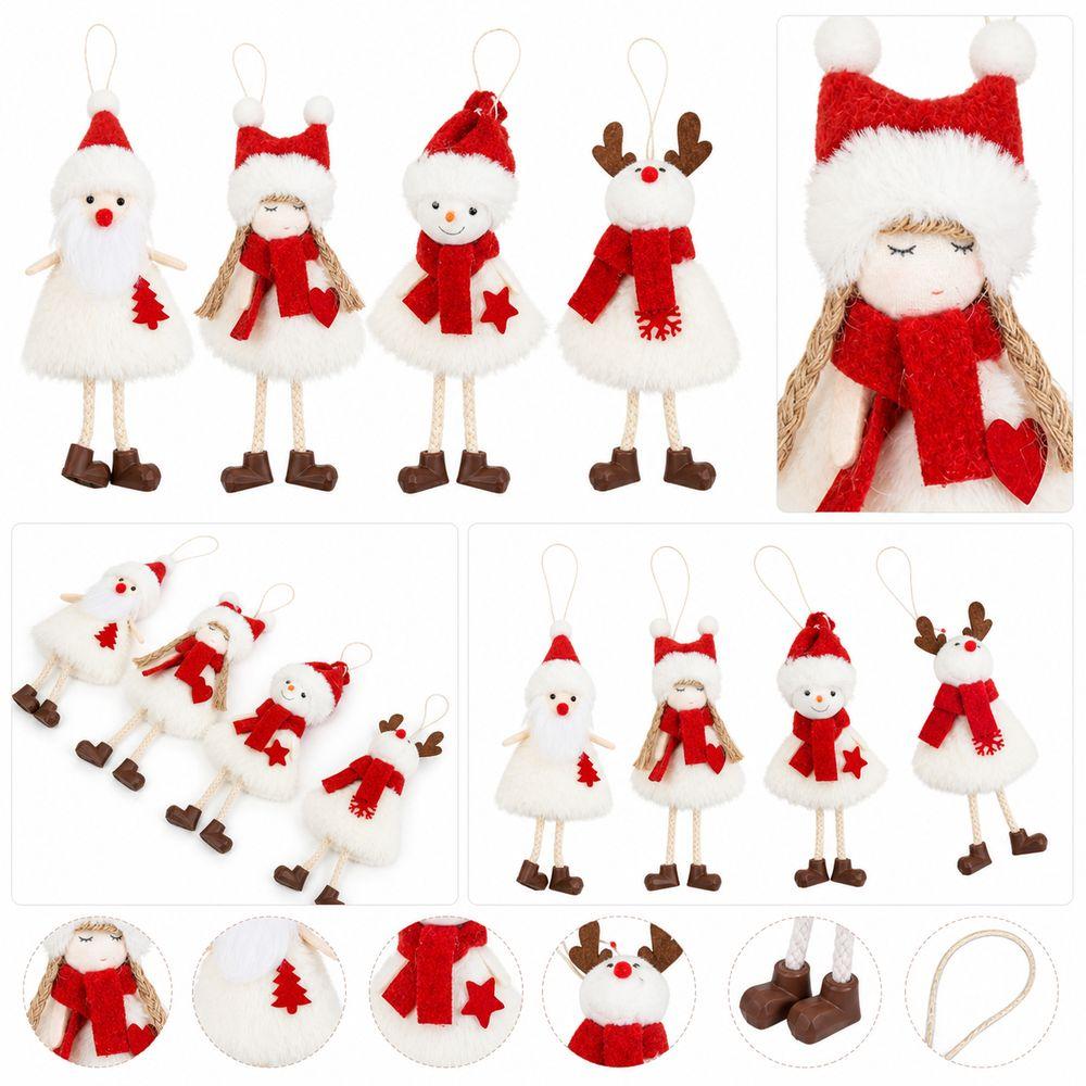 Angel Doll Hanging Plush Ornament Snowman Pattern Christmas Hanging Doll Christmas Tree Decor