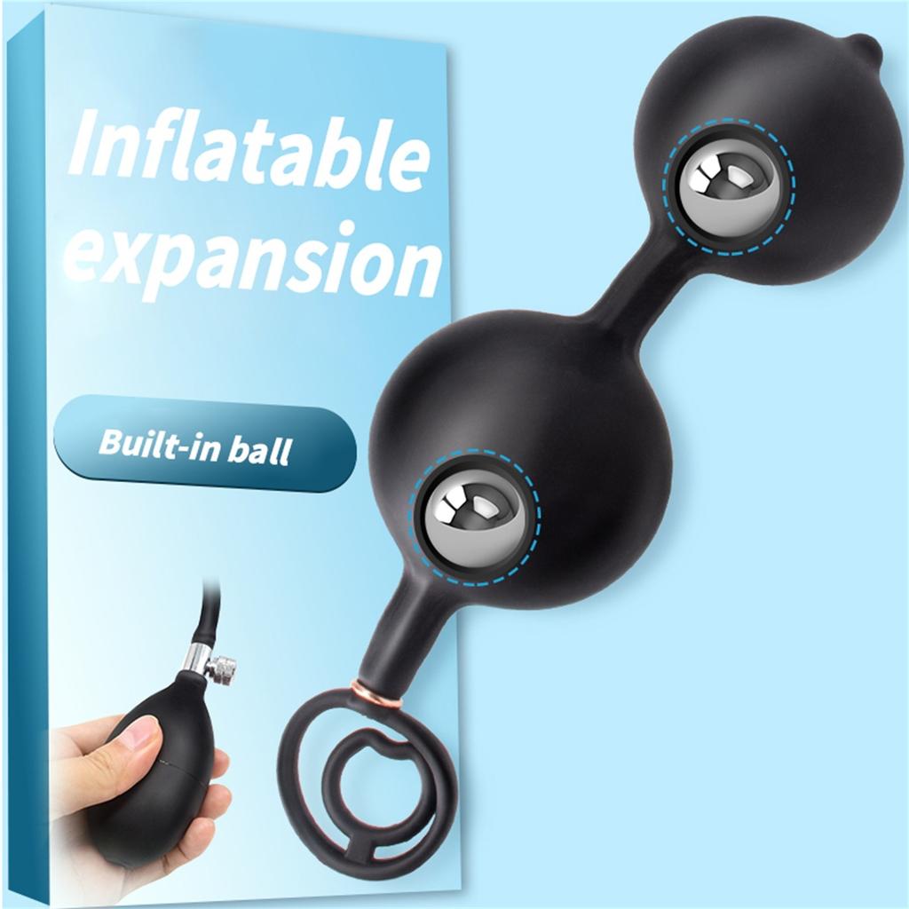 Надувная анальная пробка с двойной бусиной, кольцо для спермы с двойным замком, мужской и женский мастурбатор, анальная расширяющая бусина с задним шариком