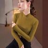 Double-sided Threaded Semi-high Neck Slim-fit Warm Base Layer Top for Women - Autumn/Winter Long-sleeve T-shirt