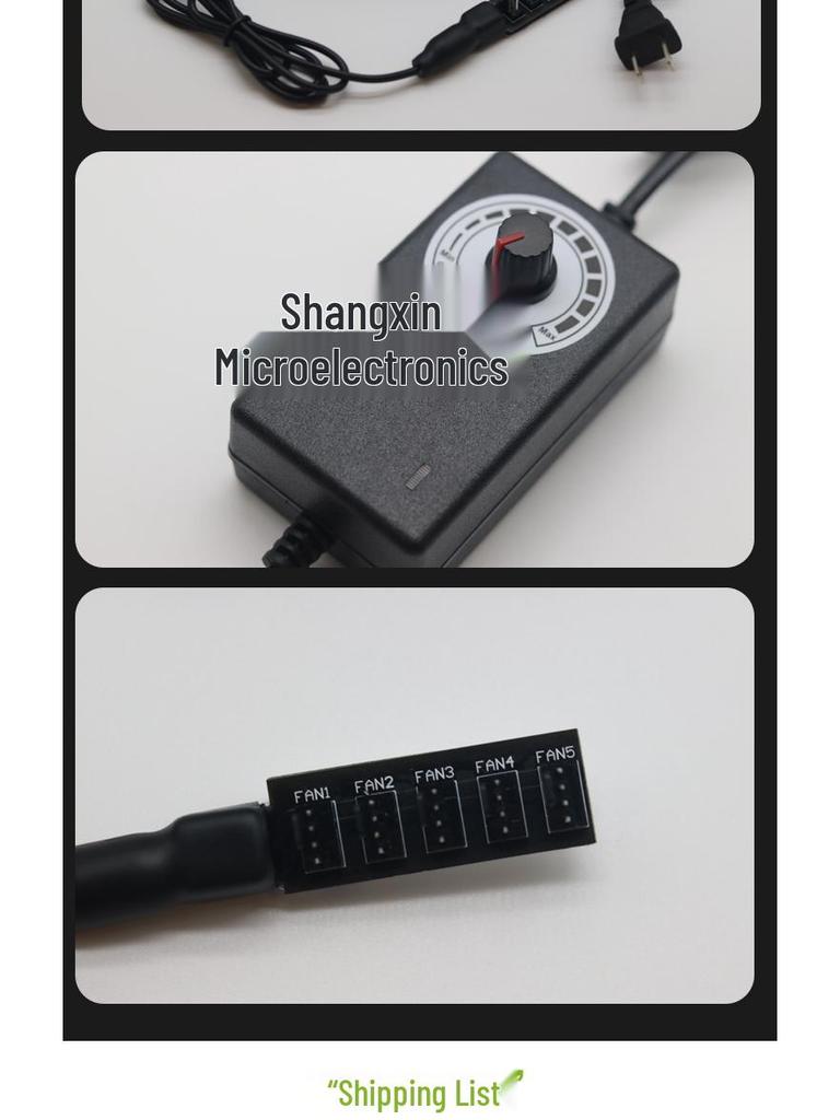 Compact Desktop CPU Fan Speed Controller 220V to DC 3V-12V, 2A, 4-Pin External Power Supply