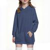 Children's Fashion Solid Color Long Sleeved Hooded Sweatshirt Girls' Mid Length Hoodie Top