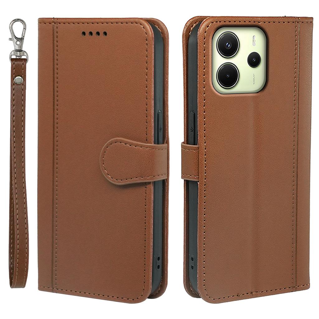 For Xiaomi Redmi Note 14 4G (164.84mm) Wallet Case Magnetic Snap Leather Phone Cover with Strap