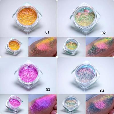 Многоцветные хамелеоновые тени для век, пудра, блестки для ногтей, Aurora Neon Rainbow Pigment, хромированная пудра, переливающиеся тени для век, декор для ногтей