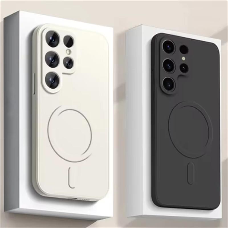 Жидкий силиконовый магнитный беспроводной зарядный чехол для Samsung Galaxy S24 Ultra S23 FE S22 S21 Plus Magsafe противоударный чехол