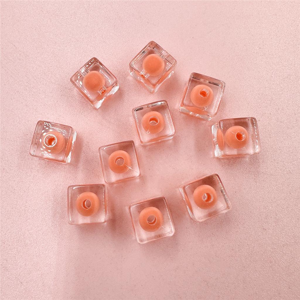 Простой модный браслет-брелок 10 мм, прозрачные модные квадратные бусины из акрила, 10 шт., яркое лицо, сделай сам, ювелирные аксессуары, сэндвич, изысканные ювелирные изделия