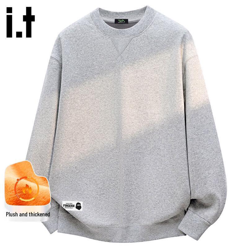 Fingercroxxit Men's Triangle Stitch Fleece-Lined Crew Neck Sweatshirt