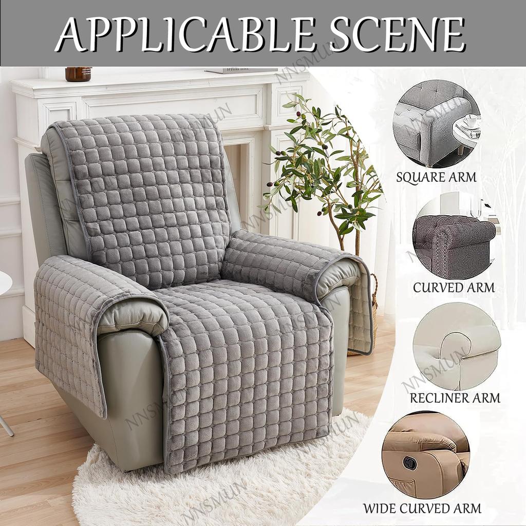 Recliner Sofa Cover Grey Stretch Washable Armchair Protector 53x190CM