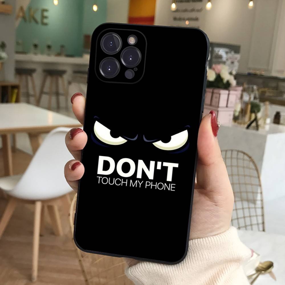 Чехол для телефона с рисунком "Не трогай мой телефон" для iPhone 17 16 15 14 13 12 11 Pro Max Plus Mini Мягкий черный чехол