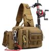 Men's Fishing Tackle Backpack with  Box Gear Storage Bag Fanny Pack Fly Fishing Bag with Rod Holder Sling Shoulder Pack