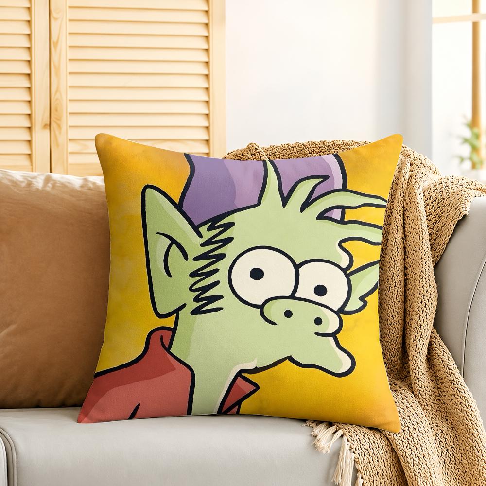 DDisenchantment Elfo Cushion Cover Silky Short Plush Invisible Zipper Dustproof Sofa Pillow Case For Home Decor